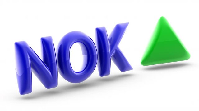 Norwegian krone sign in white background. Index up. 3D Illustration.