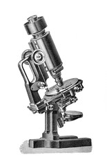 Antique microscope for science/ Antique engraved illustration from Brockhaus Konversations - Lexikon 1908