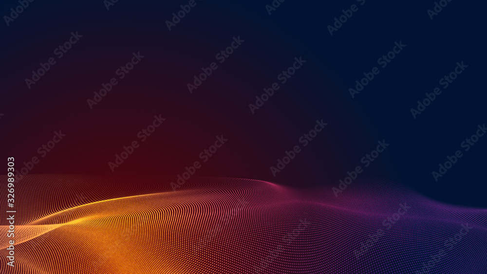 Canvas Prints dot red purple wave line light gradient dark background. abstract technology big data digital backgr