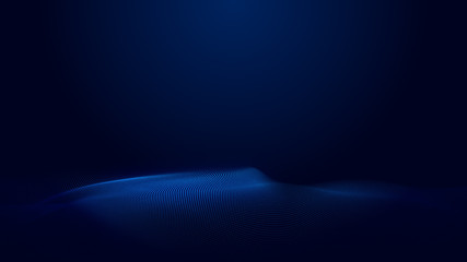 Dot blue wave light screen gradient texture background. Abstract ai technology big data digital background. 3d rendering.