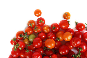 Red cherry tomatoes isolated on white