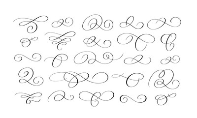 Vector doodle ink pen calligraphy flourish set - obrazy, fototapety, plakaty