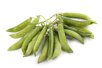 Pea pods isolated on white