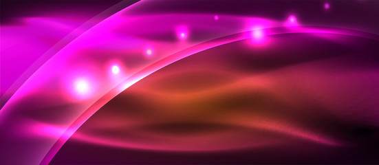 Abstract background. Shiny design neon waves with light effects, techno trendy design. Vector Illustration For Wallpaper, Banner, Background, Card, Book Illustration, landing page