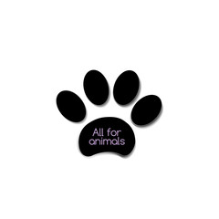 Paw print. Logo for veterinary clinic or pet shop. Vector illustration of a visee firm sign