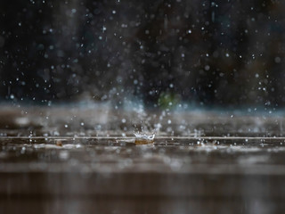 Obraz na płótnie Canvas raindrops on surface of deck