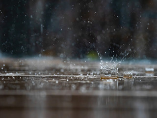 raindrops on surface of deck