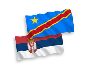 Flags of Democratic Republic of the Congo and Serbia on a white background