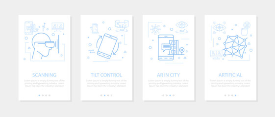 Vector four vertical mobile banners of virtual reality - 03