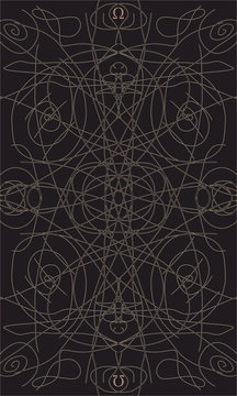 Tarot cards back design, back side. Omega, occult pattern