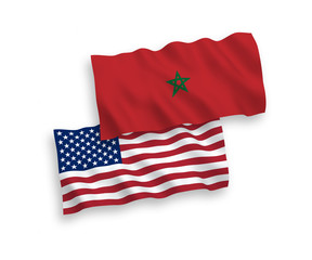 Flags of Morocco and America on a white background