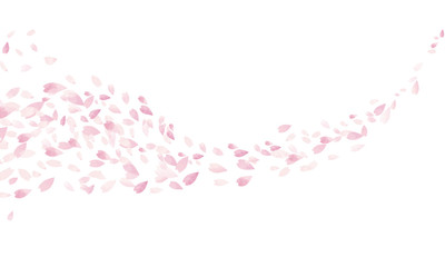 水彩風　淡いピンクの桜吹雪1 Watercolor Spring Series: Cherry Petals Gently Falling