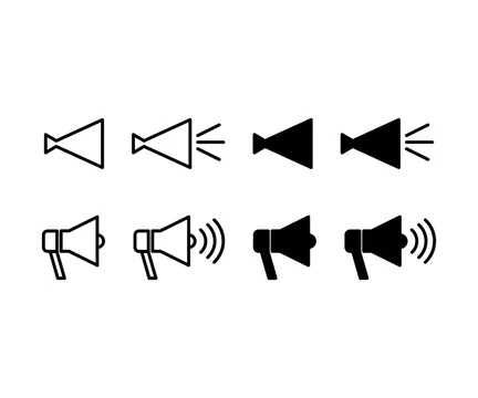 アイコン メガホン ビジネス アナウンス お知らせ 音量 ボリューム 案内 知らせ 通達 ベクター ピクトグラム ピクト 白黒 モノクロ モノトーン 記号 デザイン イメージ マーク イラスト 白バック メッセージ 注意書き 掲示 張り紙 立て看板