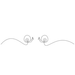 One line drawing snail animal. Print. Vector illustration.