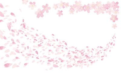 水彩風　淡いピンクの桜吹雪2