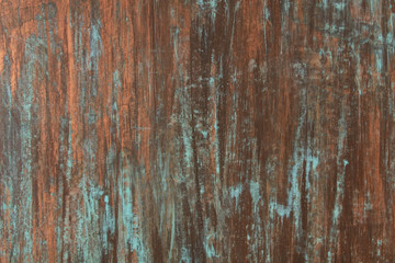 The texture of the copper background is covered with a patina - obrazy, fototapety, plakaty