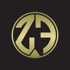 ZF Logo monogram circle with piece ribbon style on gold colors