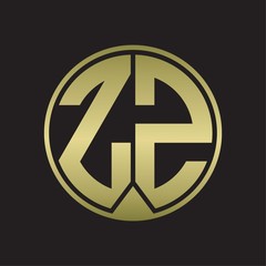 ZZ Logo monogram circle with piece ribbon style on gold colors