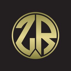 ZR Logo monogram circle with piece ribbon style on gold colors