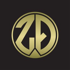 ZQ Logo monogram circle with piece ribbon style on gold colors
