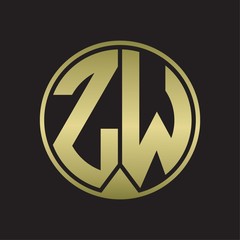 ZW Logo monogram circle with piece ribbon style on gold colors