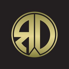 RD Logo monogram circle with piece ribbon style on gold colors