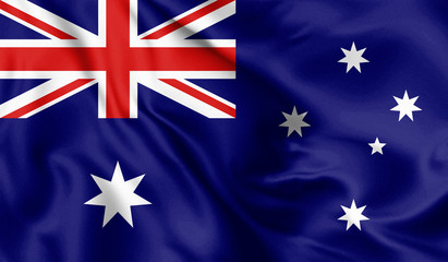 Australia flag blowing in the wind. Background silk texture. 3d illustration.