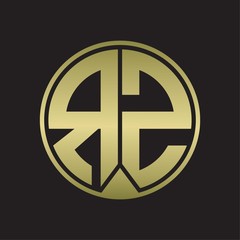 RZ Logo monogram circle with piece ribbon style on gold colors