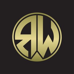RW Logo monogram circle with piece ribbon style on gold colors