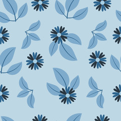 blue flowers seamless pattern