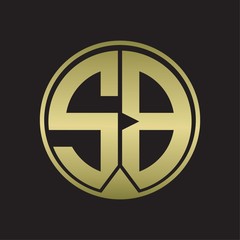 SB Logo monogram circle with piece ribbon style on gold colors
