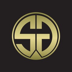 SG Logo monogram circle with piece ribbon style on gold colors