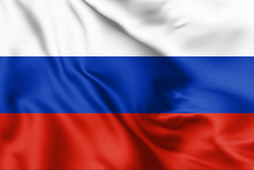 Russia flag blowing in the wind. Background silk texture. 3d illustration.