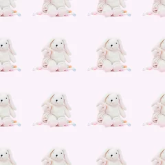 Photo sur Plexiglas Lapin Motif de lapin de Pâques sans couture sur fond rose. Fan art.