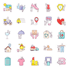  Shopping Accessories Flat Icons Pack