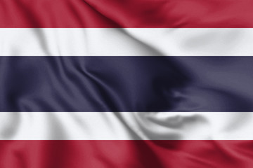 Thailand flag blowing in the wind. Background silk texture. 3d illustration.