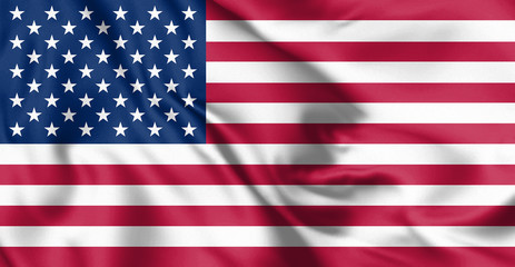 Naklejka premium 3d illustration. American flag waving in the wind detail.