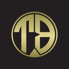 TB Logo monogram circle with piece ribbon style on gold colors