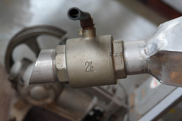 Stainless steel ball valve used in the factory.