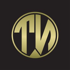 TN Logo monogram circle with piece ribbon style on gold colors