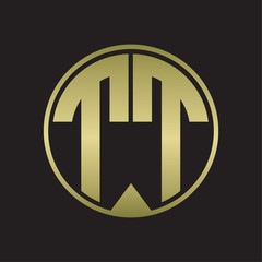 TT Logo monogram circle with piece ribbon style on gold colors