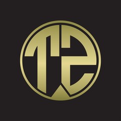 TZ Logo monogram circle with piece ribbon style on gold colors