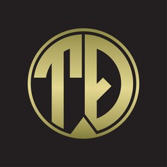 TQ Logo monogram circle with piece ribbon style on gold colors