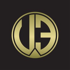 Obraz premium UE Logo monogram circle with piece ribbon style on gold colors