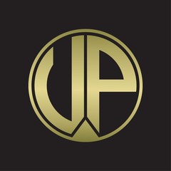 UP Logo monogram circle with piece ribbon style on gold colors