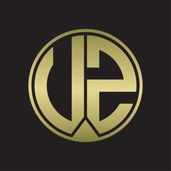 UZ Logo monogram circle with piece ribbon style on gold colors