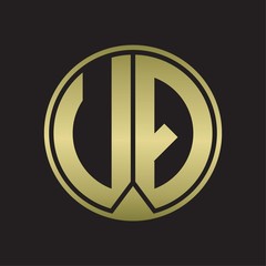 UQ Logo monogram circle with piece ribbon style on gold colors