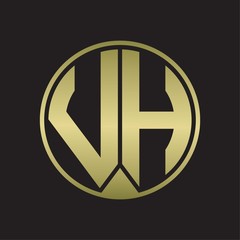 VH Logo monogram circle with piece ribbon style on gold colors