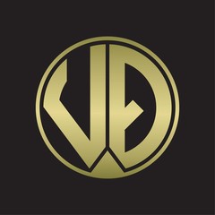 VQ Logo monogram circle with piece ribbon style on gold colors