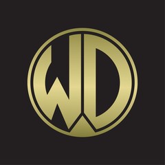 WD Logo monogram circle with piece ribbon style on gold colors